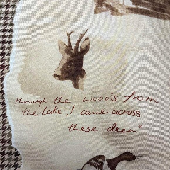 VINTAGE Ralph Lauren Outdoors Woodlands Poetry Silk Houndstooth Scarf - Picture 3 of 7